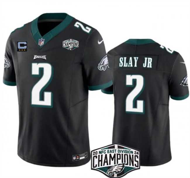 Mens Philadelphia Eagles #2 Darius Slay JR Black 2024 NFC East Champions With 3-Star C Patch F.U.S.E. Vapor Untouchable Limited Stitched Jersey